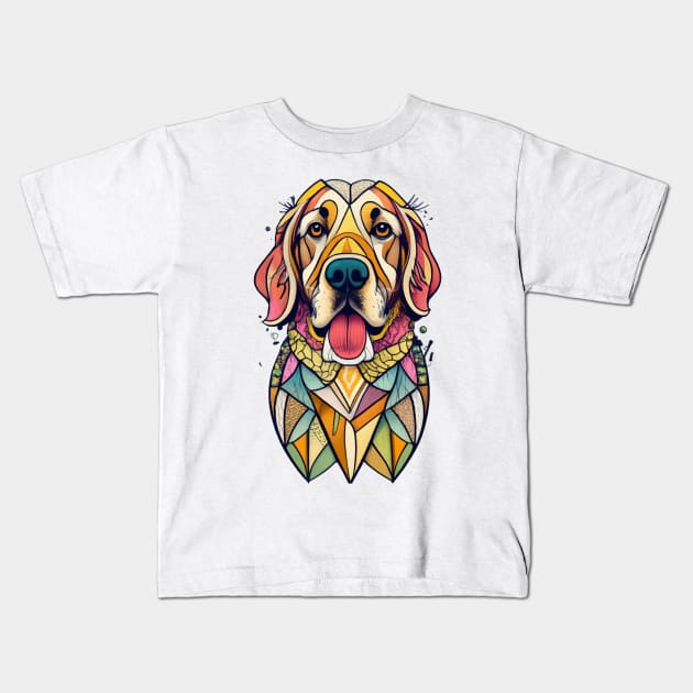 Golden Love: A T-Shirt for True Retriever Devotees Kids T-Shirt by pavelrmata